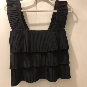 J. Crew Black Pleated Top